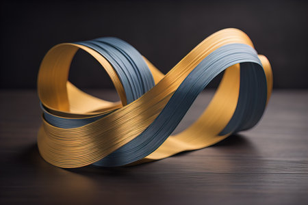 Shiny satin ribbon in brown color isolated on white background. ai generativeの素材