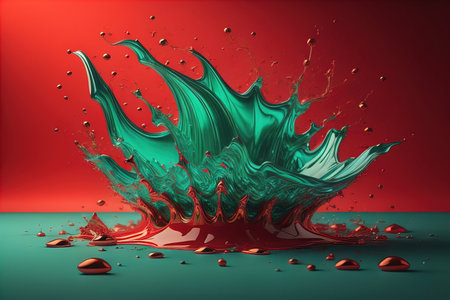 a colorful water splash on a gradient background. ai generativeの素材