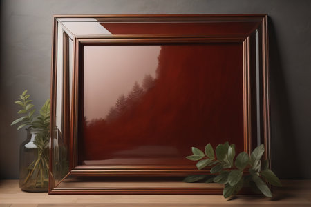 Glass picture frame on a solid color background. ai generativeの素材