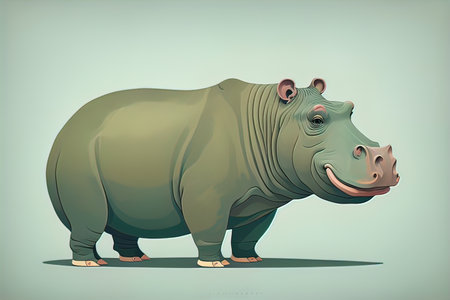 Hippopotamus standing on its hind legs. Vector illustration. ai generativeの素材