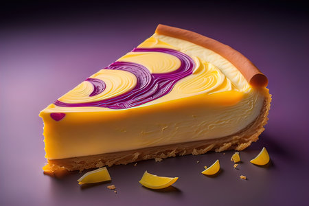 Cheesecake on a black plate. Toned. ai generativeの素材