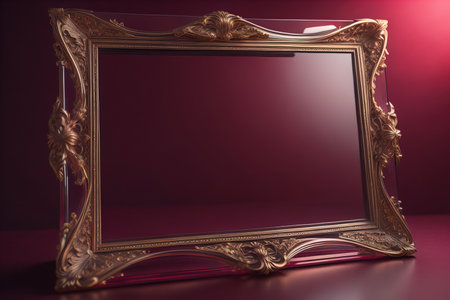 Glass picture frame on a solid color background. ai generativeの素材