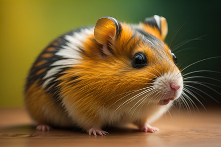 Hamster on a solid color background. Close-up of a hamster. ai generativeの素材