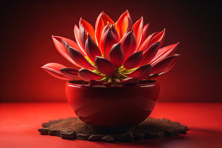 Flowers in a pot on a solid color background. ai generativeの素材