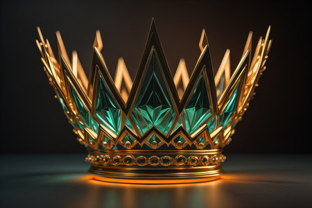 low key image of beautiful golden queen, king crown. ai generativeの素材
