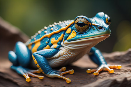 European tree frog, Hyla arborea isolated on solid colour background. ai generativeの素材
