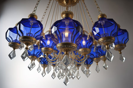 Luxury chandelier isolated on dark background. ai generativeの素材