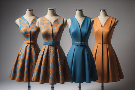 Women's dress on a mannequin in a fashion store. ai generativeの素材