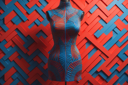 Women's dress on a mannequin in a fashion store. ai generativeの素材