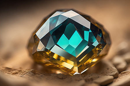 Brilliant multicolored sapphire on a surface. ai generativeの素材
