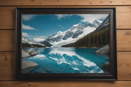 Glass picture frame on a solid color background. ai generativeの素材