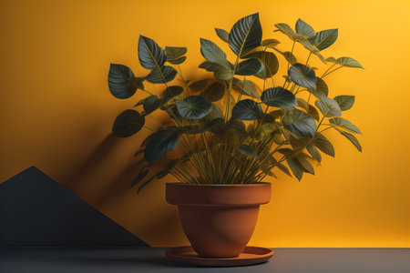 Flowers in a pot on a solid color background. ai generativeの素材