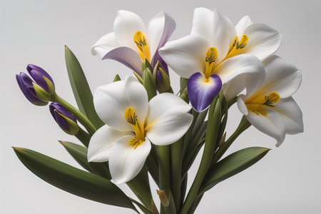 Bouquet of flowers on solid color background. ai generativeの素材