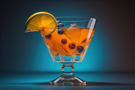 Cocktail in a glass on a solid color background. ai generativeの素材