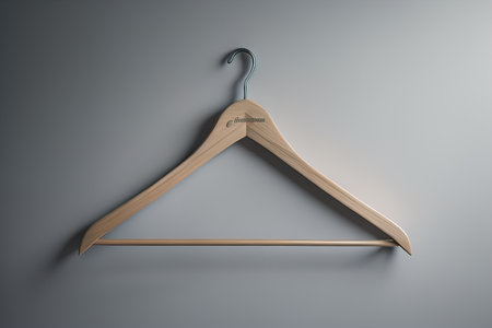 Wooden clothes hanger hanging on the wall. ai generativeの素材