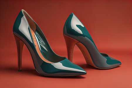 High heel women shoes on a solid colour background. ai generativeの素材