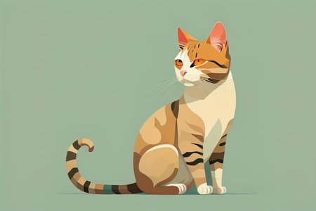 Cute cat sitting on the floor. Vector illustration in retro style. ai generativeの素材