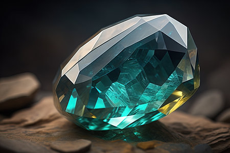 Brilliant multicolored sapphire on a surface. ai generativeの素材