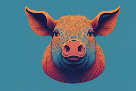 Pig head. Colorful vector illustration. Isolated on a solid color background. generative aiの素材