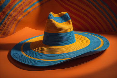 Fashionable hat on a solid color background. ai generativeの素材