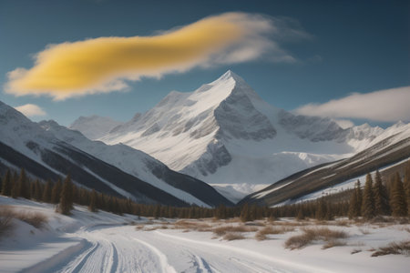 Mountains and snow-capped peaks of the Caucasus Mountains. ai generativeの素材