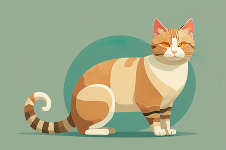 Cute cat sitting on the floor. Vector illustration in retro style. ai generativeの素材