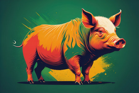 Pig head. Colorful vector illustration. Isolated on a solid color background. generative aiの素材