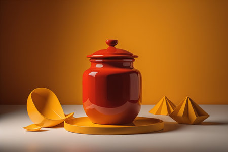 Jar of honey with solid colour background. ai generativeの素材