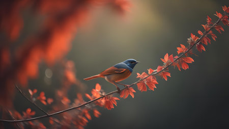 Redstart, Cyornis fuliginosa in Japan. generative aiの素材