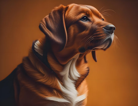 portrait of a purebred dog on a brown background in the studio. generative aiの素材