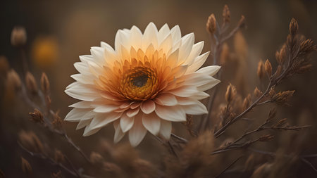 Dahlia flower in the meadow. Floral background. generative aiの素材