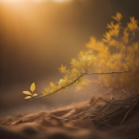 A branch of a tree in the desert. Early spring. Soft focus. generative aiの素材
