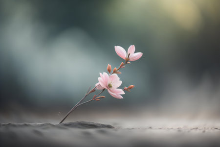 Pink flower in the morning, soft focus and blur background, Vintage tone. generative aiの素材