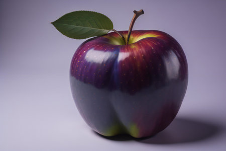 Red apple with green leaf on a white background. Studio shot. ai generatedの素材