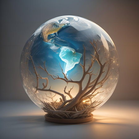 crystal ball with dead tree inside, generative aiの素材