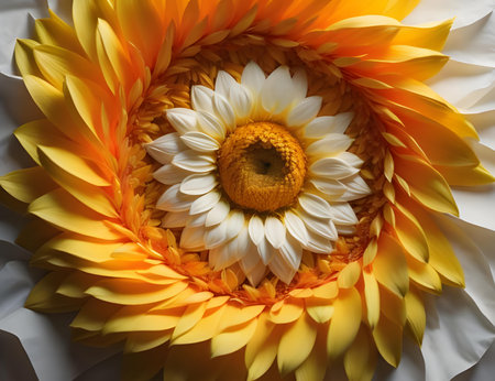 Yellow gerbera flower with white petals and yellow petals. generative aiの素材