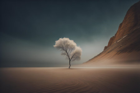Lonely tree in the desert. generative aiの素材