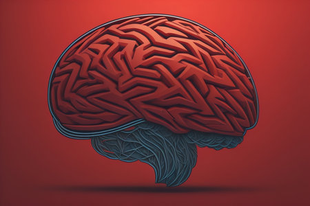Human brain on a solid color background. ai generativeの素材