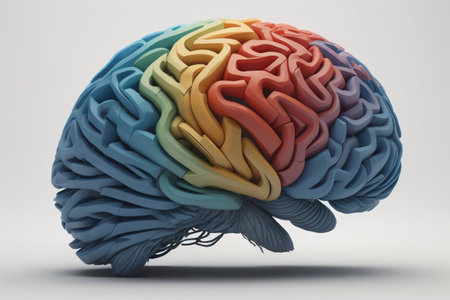 Human brain on a solid color background. ai generativeの素材