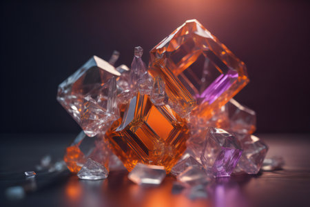Colorful crystals on a dark background. Selective focus. Shallow depth of field. ai generatedの素材
