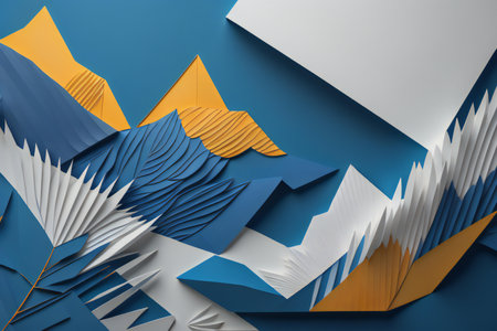 abstract background with origami style. Paper cut shapes. ai generatedの素材
