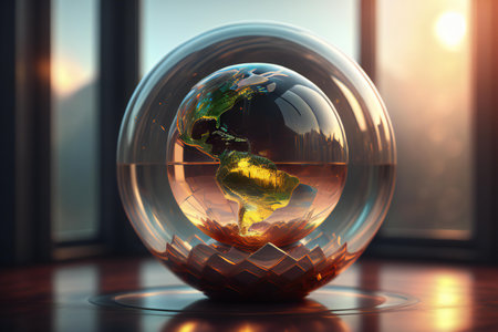 Glass globe with map of the world. generative aiの素材