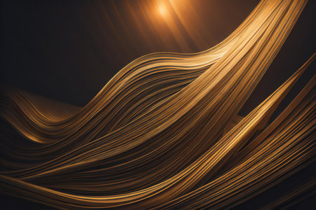 Abstract golden wavy background. ai generatedの素材