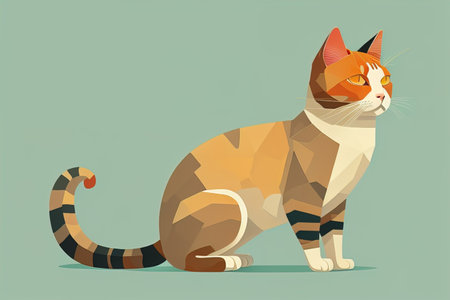 Cute cat sitting on the floor. Vector illustration in retro style. ai generativeの素材