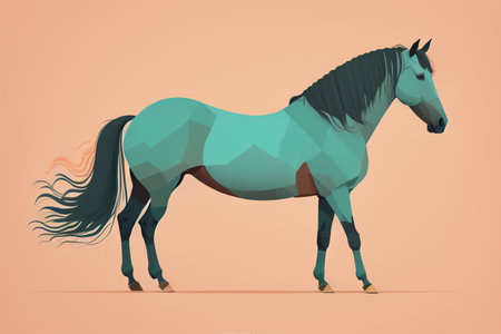 Brown and white horse standing. Vector illustration. ai generativeの素材