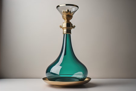 a vintage oriental vase on a solid color background. ai generativeの素材