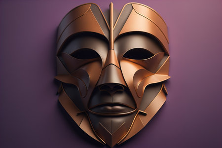 Mardi Gras mask isolated on solid color background. ai generativeの素材