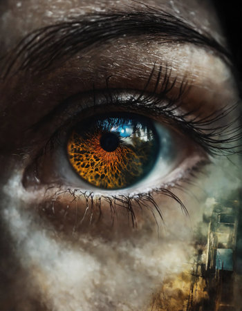 Close-up of a woman's eye. Conceptual image.の素材