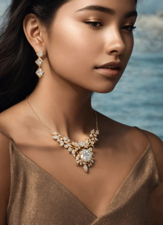 Diamond jewelry luxury and fashion jewelry. ai generative.の素材