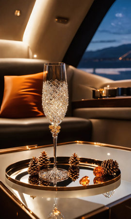 Interior of a luxury business jet airplane. Luxury travel. ai generative.の素材